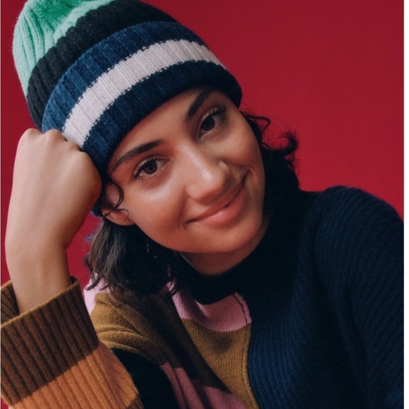 Everlane Cashmere Beanie Hat Striped Unisex NEW with tag - Picture 2 of 4